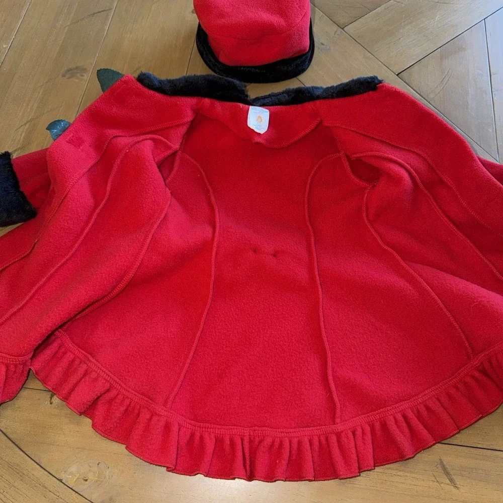 Starting Out Girls Red Dress Coat Matching Hat 18M Faux Fur Velvet Rose Holiday